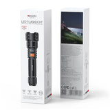Yesido Flashlight (TC10), Telescopic Zoom, White Laser LED, 5x Modes, reincarcabil, afisaj digital, 4W, 800mAh, Negru