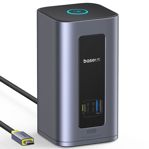 Hub USB Baseus Docking station Nomos NU1 Air (B0114400), 12 Ports, 10Gbps, 100W PD, 4K Displays, gri