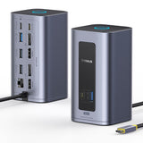 Hub USB Baseus Docking station Nomos NU1 Air (B0114400), 12 Ports, 10Gbps, 100W PD, 4K Displays, gri