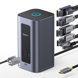 Hub USB Baseus Docking station Nomos NU1 Air (B0114400), 12 Ports, 10Gbps, 100W PD, 4K Displays, gri