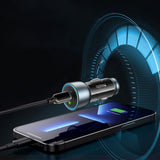 Incarcator auto Yesido Incarcator auto (Y49), USB-A, Type-C, LED Light Effect, Incarcare rapida, 30W, gri