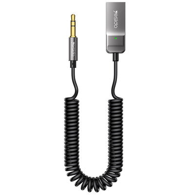 Cablu audio Yesido Cablu audio (YAU82), Bluetooth Car Player, USB to Jack 3.5mm, Coil Design, Nylon Braided, 1.4m, negru