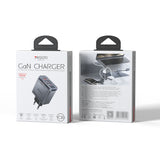 Incarcator retea Yesido Incarcator retea (YC101), USB, 2x Type-C, GaN, Incarcare rapida, 65W, 5V/3A, CE, FCC, Rohs, VO, negru