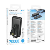 Baterie externa Borofone (BJ79A), cu USB-C, USB, Lightning Cables, USB, Type-C, Indicator LED, 20000mAh, negru