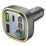 Modulator FM Borofone si Incarcator auto Broad (BC48), Bluetooth V5.0, 2x USB, Type-C, QC3.0, 18W, U-Disk, negru