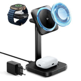 Incarcator wireless ESR CryoBoost (2C5880861), pentru Phone, Apple Watch, AirPods, Detasabil Watch Charger, Qi2, negru