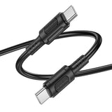 Cablu Borofone de date Feliz Series (BX111), Type-C to Type-C, PVC, Universal, 60W, 3A, 1m, negru