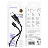Cablu Borofone de date Feliz Series (BX111), Type-C to Type-C, PVC, Universal, 60W, 3A, 1m, negru