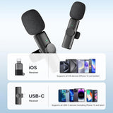 Microfon Borofone (2 pack) Wireless Lavalier Microphones Trophy (BFK12), 2.4Ghz, Type-C, Lightning, 70mAh, negru