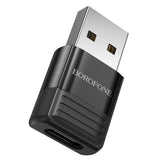 Adaptor Borofone OTG Adapter (BV18), USB2.0 Male to Type-C Female, Data Transmission, Fast Charge Up to 3A, Negru