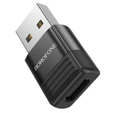 Adaptor Borofone OTG Adapter (BV18), USB2.0 Male to Type-C Female, Data Transmission, Fast Charge Up to 3A, Negru