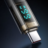 Cablu Mcdodo de date (CA-3610), Type-C to Type-C, 100W, Afisaj digital, Auto Power Off, Transparent Design, 1.2m, negru