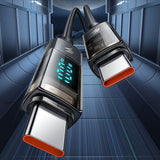 Cablu Mcdodo de date (CA-3610), Type-C to Type-C, 100W, Afisaj digital, Auto Power Off, Transparent Design, 1.2m, negru