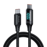 Cablu Mcdodo de date (CA-1100), Type-C to Type-C, cu Afisaj digital, Nylon Braided, Aliaj aluminiu, 100W, 1.2m, negru