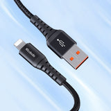 Cablu Mcdodo de date (CA-2261), USB to Lightning, Nylon Braided, Aliaj aluminiu, 3A, 1m, negru