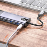 Hub USB Mcdodo Hub (HU-7420), 10in1, 2x USB2.0, 2x USB3.0, USB-C PD100W, VGA, HDMI 4K, LAN, SD/TF Slot, 5Gbps, Type-C Cable, gri