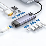 Hub USB Mcdodo Hub (HU-7420), 10in1, 2x USB2.0, 2x USB3.0, USB-C PD100W, VGA, HDMI 4K, LAN, SD/TF Slot, 5Gbps, Type-C Cable, gri
