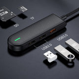 Hub USB Mcdodo Hub Star Series (HU-1430), 5in1, 2x USB2.0, USB3.0, SD/TF Card Slot, 5Gbps, ABS+Nylon, Type-C Cable, 15cm, negru