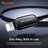Cablu Mcdodo de date (CA-0050), cu Auto Brightness Adjustment, USB-C to Lightning, 36W, 1.2m, negru