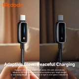 Cablu Mcdodo de date (CA-0020), cu Auto Brightness Adjustment, USB-A to USB-C, 6A, 1.2m, negru