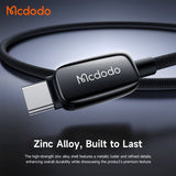 Cablu Mcdodo de date (CA-0020), cu Auto Brightness Adjustment, USB-A to USB-C, 6A, 1.2m, negru
