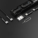 Adaptor Mcdodo Storage Box (WF-1720), USB-C Cable 0.3m, PD60W, USB-C to Micro-USB, Ipusb Adaptor, SIM Eject Pin