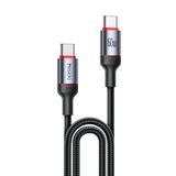 Cablu Yesido de date (CA183), Type-C to Type-C, Incarcare rapida, 60W, 3A, 480Mbps, Aliaj aluminiu, 2m, negru