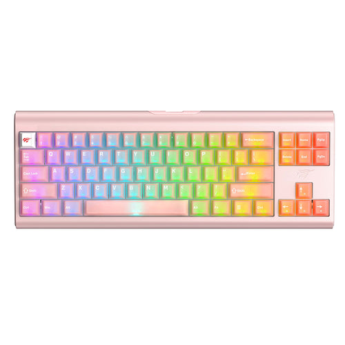 Tastatura Havit Gaming Keyboard (KB896L), USB-C, cu Lumini RGB, 71 Keys, 1.2m, 350mA, 5V, roz