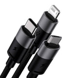 Cablu Baseus de date StarSpeed (P10319900111-01), USB to Type-C, Lightning, Micro-USB, 100W, 1.5m, negru