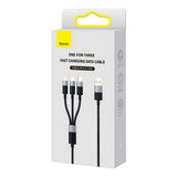 Cablu Baseus de date StarSpeed (P10319900111-01), USB to Type-C, Lightning, Micro-USB, 100W, 1.5m, negru