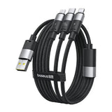 Cablu Baseus de date StarSpeed (CAXS000001), Incarcare rapida, USB to Lightning, Micro-USB, USB-C, 20W, 5V/3.5A, 1.2m, negru