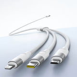 Cablu Baseus de date StarSpeed (P10319900211-00), Incarcare rapida, USB to Micro-USB, Type-C, Lightning, 100W, 1.5m, alb