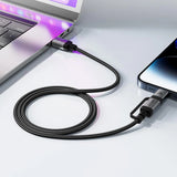 Cablu Acefast de date (C20-01), USB-C to Type-C, Lightning, 60W, Incarcare rapida, Bend-Resistant, MFi Certified, 1.2m, negru