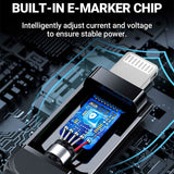 Cablu Acefast de date (C6-01), Type-C to Lightning, Incarcare rapida, 3A, Afisaj LED, 1.2m, negru