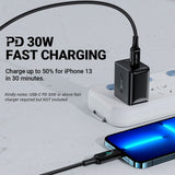 Cablu Acefast de date (C6-01), Type-C to Lightning, Incarcare rapida, 3A, Afisaj LED, 1.2m, negru