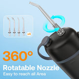 Bitvae Water Flosser P1 (BVP1), cu Telescopic Water Tank, 4x 360° Rotating Nozzle, pentru Sensitive Teeth, IPX7, Negru