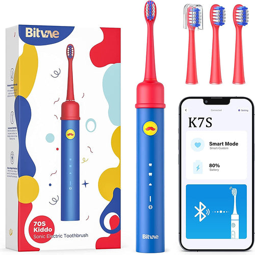 Periuta de dinti electrica Bitvae dinti electrica (BVK7S), Sonic, pentru Kids, 3 Modes, cu App, Tips set, Pressure Sensor, IPX7, rosu