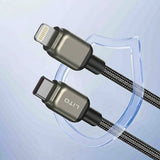 Cablu Lito de date (LD17), Type-C to Lightning, Incarcare rapida, Braided Nylon, 1m, negru