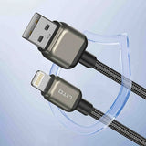 Cablu Lito de date (LD17), USB to Lightning, Incarcare rapida, Braided Nylon, 1m, negru