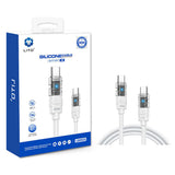 Cablu Lito de date Mechanical (LD05), Type-C to Type-C, Incarcare rapida 60W, Transparent Head, LED, alb