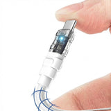 Cablu Lito de date Mechanical (LD05), Type-C to Type-C, Incarcare rapida 60W, Transparent Head, LED, alb
