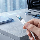 Cablu Lito de date Mechanical (LD05), Type-C to Type-C, Incarcare rapida 60W, Transparent Head, LED, alb