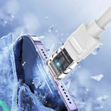 Cablu Lito de date Mechanical (LD05), Type-C to Type-C, Incarcare rapida 60W, Transparent Head, LED, alb