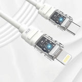 Cablu Lito de date Mechanical (LD05), Type-C to Lightning, Incarcare rapida 27W, Transparent Head, LED, 1m, alb