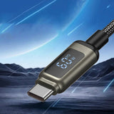 Cablu Lito de date (LD15), Type-C to Type-C, Incarcare rapida, Braided Nylon, 60W, Afisaj LED, negru