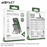 Baterie Externa Acefast Magnetic Wireless (M16-5000), cu Pliabil Stand, USB-C Port, 5000mAh, PD18W, Indicator LED, Negru
