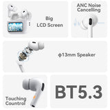 Casti wireless Yesido (TWS29), cu LCD Screen, TWS, Microfon, Bluetooth, In-ear, 360mAh, alb