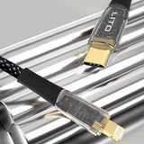 Cablu Lito de date Transparent (LD01), Type-C to Lightning, Incarcare rapida 27W, Braided, Auriu Plated Interface, 1.2m, negru