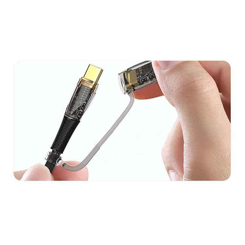Cablu Lito de date Transparent 2in1 (LD12), Type-C to Type-C, Lightning, Incarcare rapida, Braided, Anti-oxidant, negru
