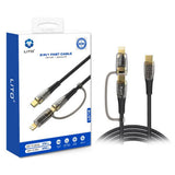 Cablu Lito de date Transparent 2in1 (LD12), Type-C to Type-C, Lightning, Incarcare rapida, Braided, Anti-oxidant, negru